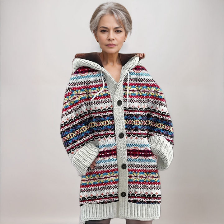 Cozy women's long sleeve winter cardigan. Soft, stylish, and comfortable layering piece for casual wear.