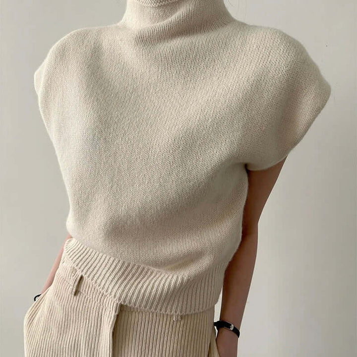 Women's Sleeveless Turtleneck Knitted Sweater Vest