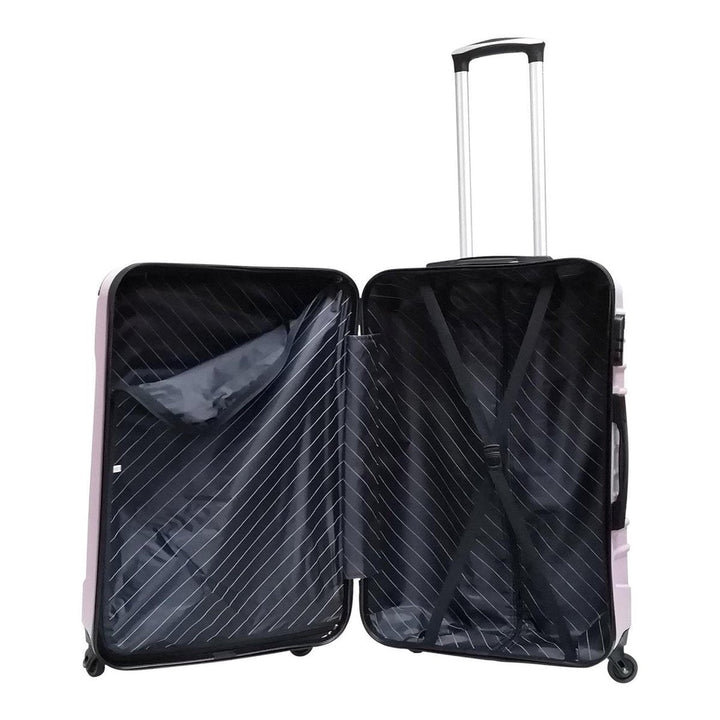 Two dark blue hardshell ABS suitcases with 360° spinner wheels, perfect travel set for any journey.
