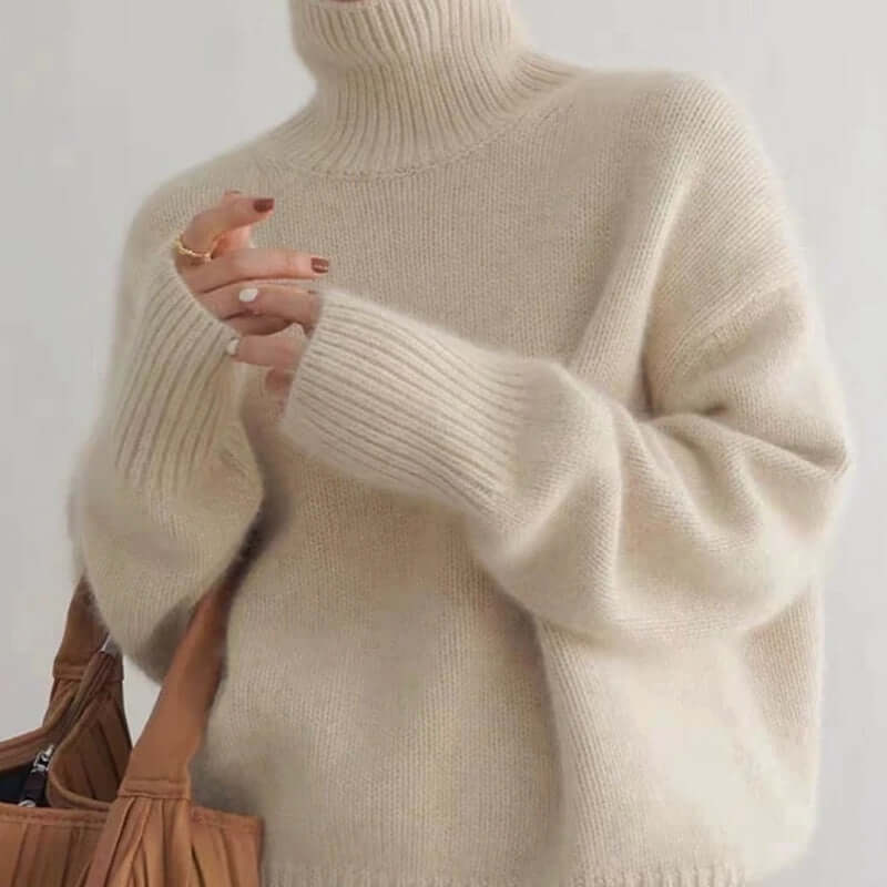 Women's Soft Knitted Pullover Jumper - Beige, Grey, White