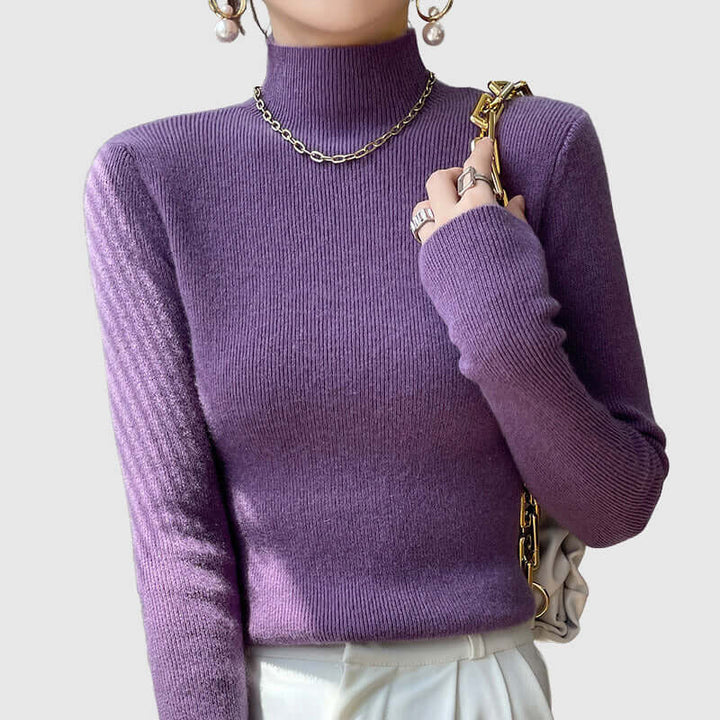 Women's Knitted Mock Turtleneck Jumper