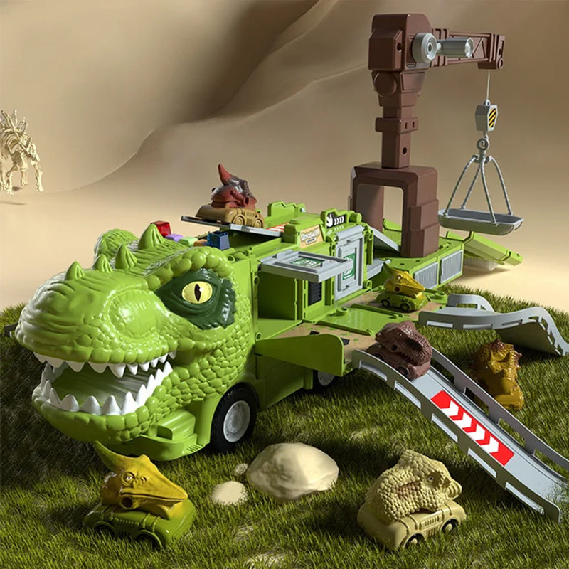 Action-packed dinosaur transforming truck toy that morphs into a fun track for endless adventure