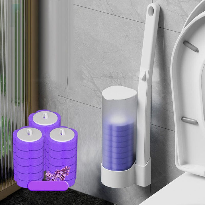 Hygienic bathroom cleaning system with scented, flushable disposable pads
