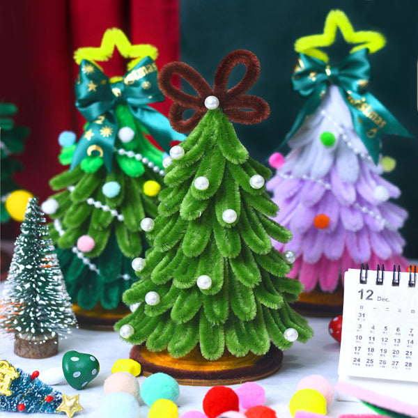 Completed DIY Christmas tree, a unique holiday decoration made from a creative craft kit