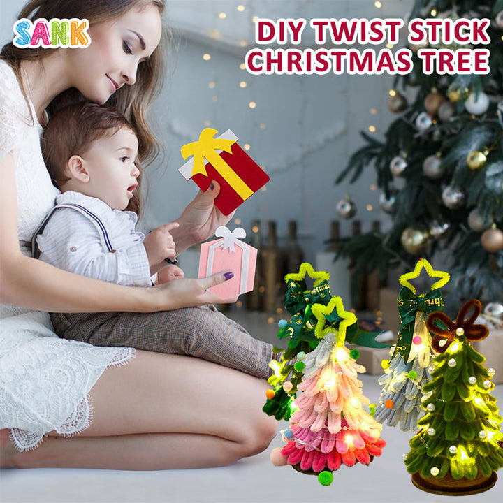 Child's hands excitedly creating a festive ornament for a DIY Christmas tree craft project