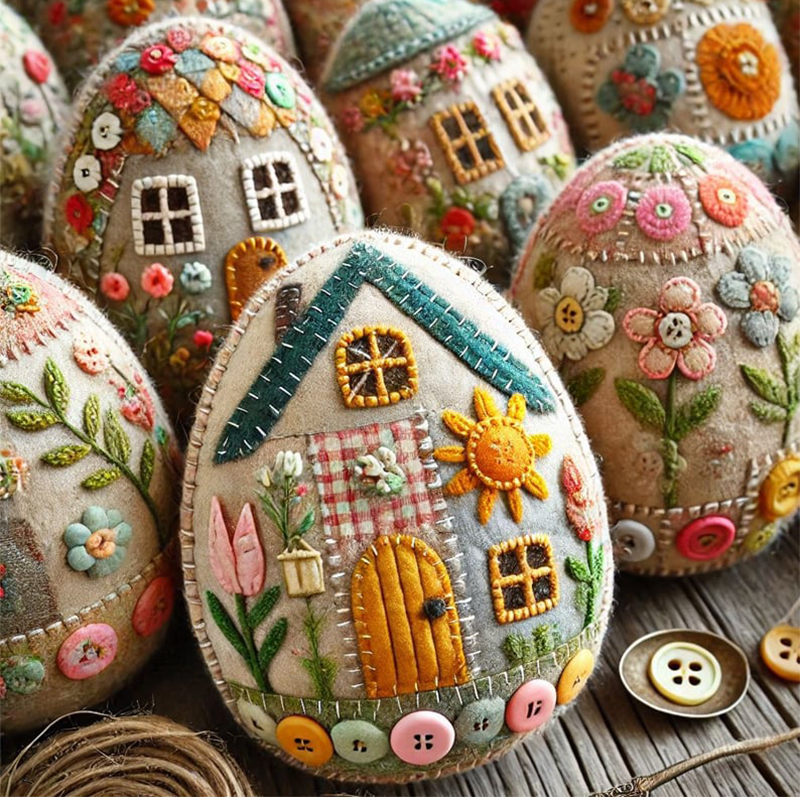 Gift-wrapped DIY Felt Easter Egg House Kit, a thoughtful handmade present