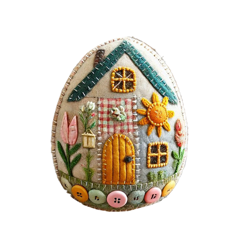 Brightly colored felt Easter egg house, a fun and easy kids craft project