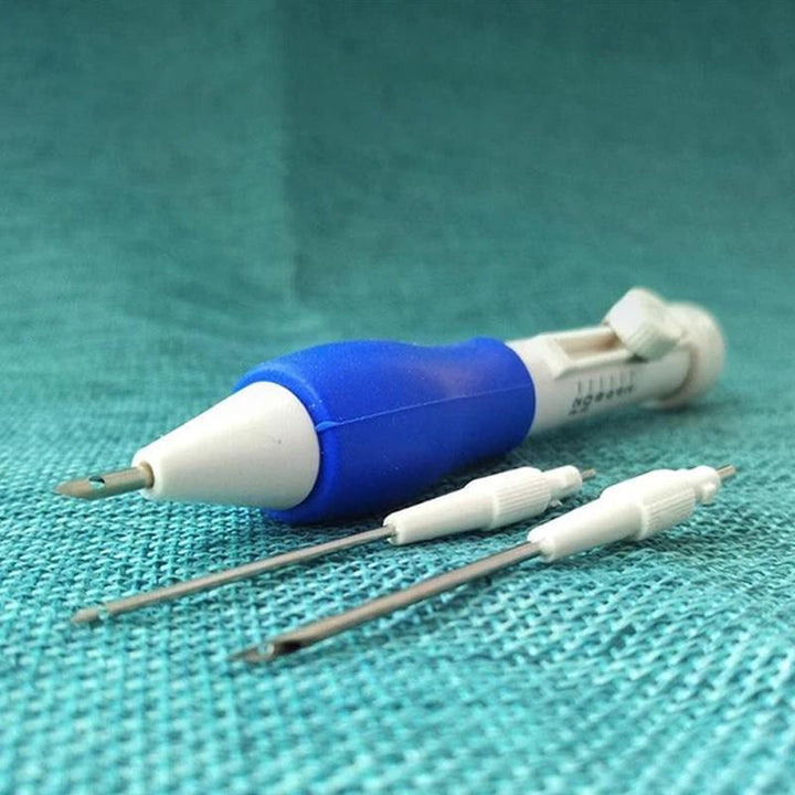 Close up of embroidered fabric texture, highlighting the unique loops created by the punch needle technique