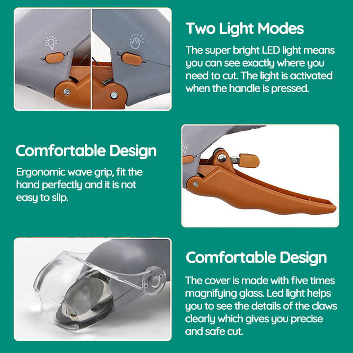 Quick sensor dog nail clippers with LED for safe, easy trimming, essential for dog care.