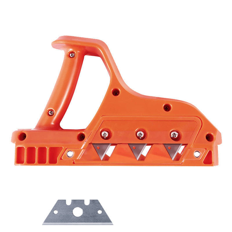 Detailed view of Drywall Chamfer Hand Planing Tool's adjustable depth setting for varied chamfer sizes