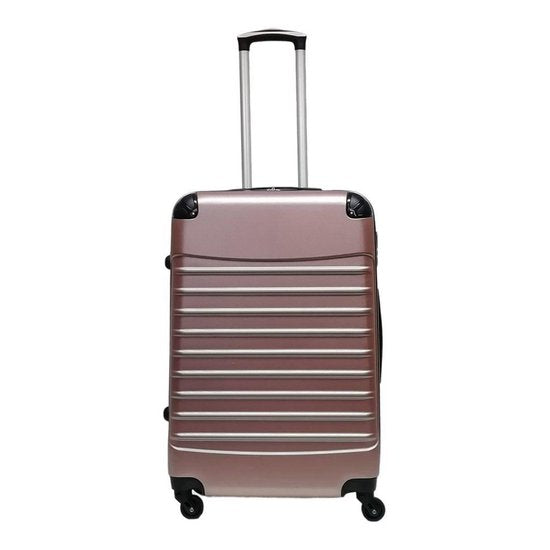 Lightweight hard shell travel bag with reinforced corners and easy-glide multi-directional spinner wheels.