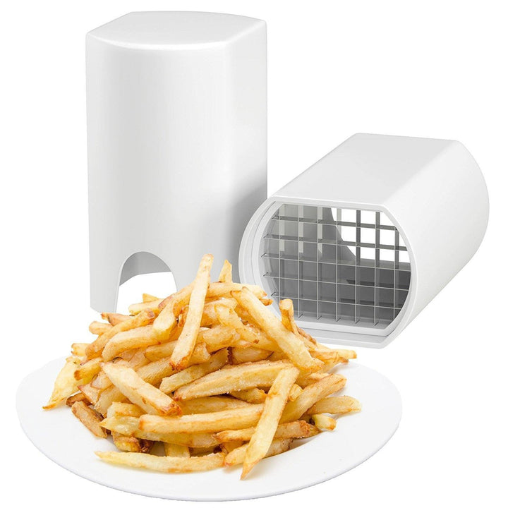 Stainless steel potato chipper and vegetable peeler kitchen set, perfect for quick meal prep