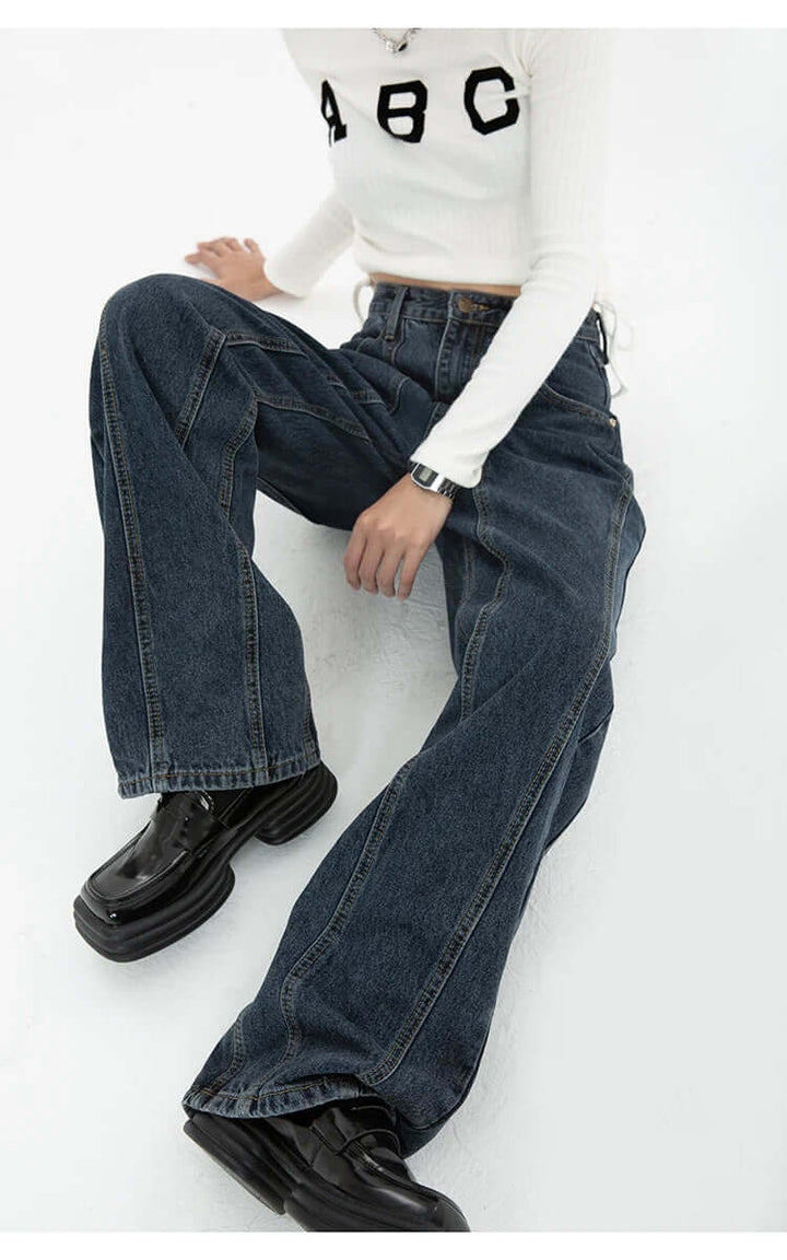 Women's High-Waisted Dark Wash Denim Jeans
