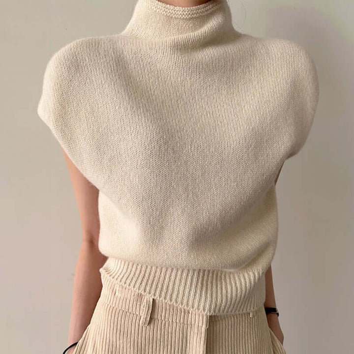 Women's Sleeveless Turtleneck Knitted Sweater Vest