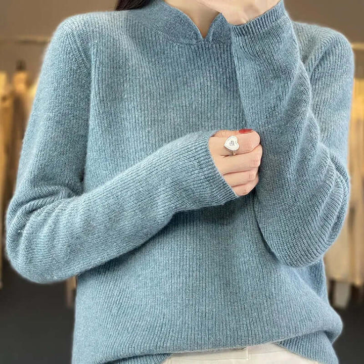 Soft Wool Sweater with Stand Collar