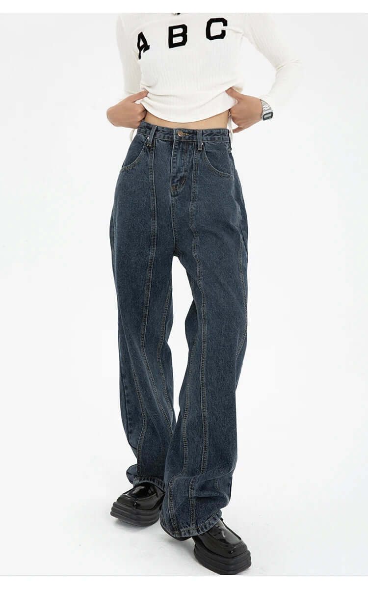 Women's High-Waisted Dark Wash Denim Jeans