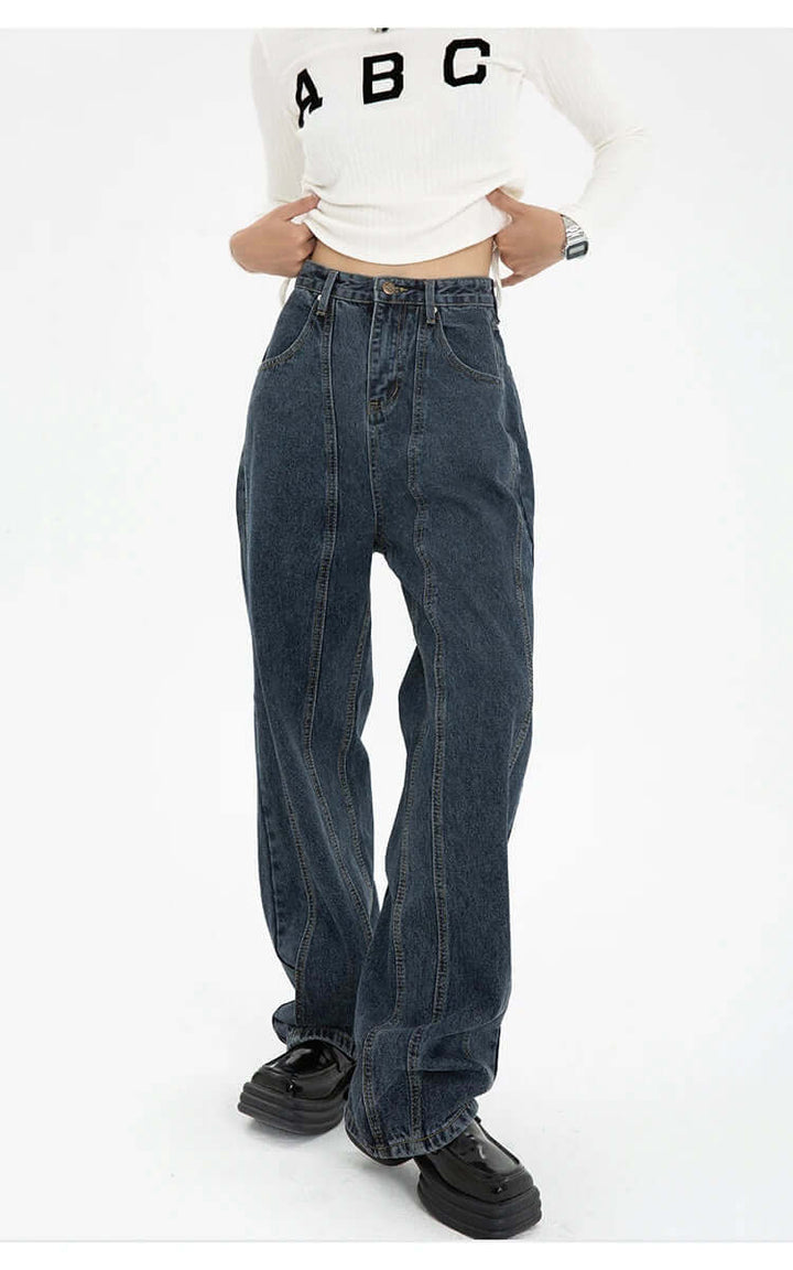 Women's High-Waisted Dark Wash Denim Jeans