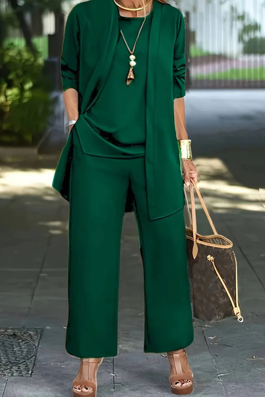Polished women's coordinated suit for formal occasions, including weddings, parties, and business.