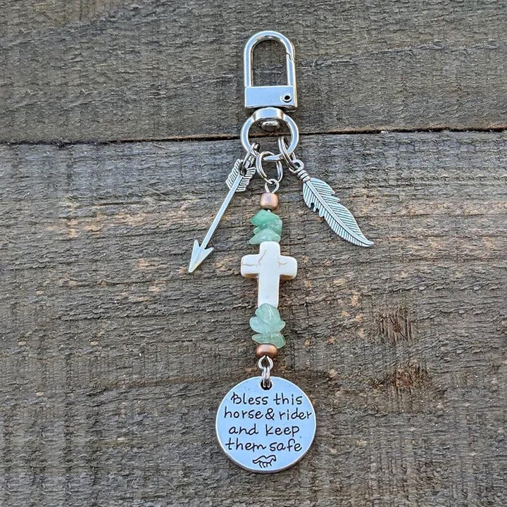 Side view of the unique horse saddle and bridle charm clip design