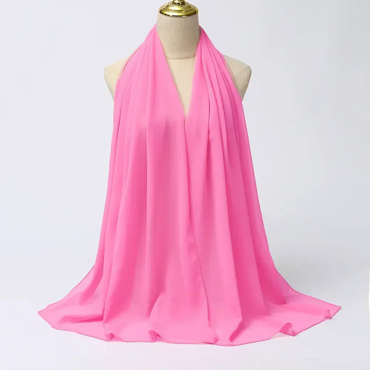 Pink Leilani Chiffon Hijab Scarf, a fashionable and soft accessory for women.