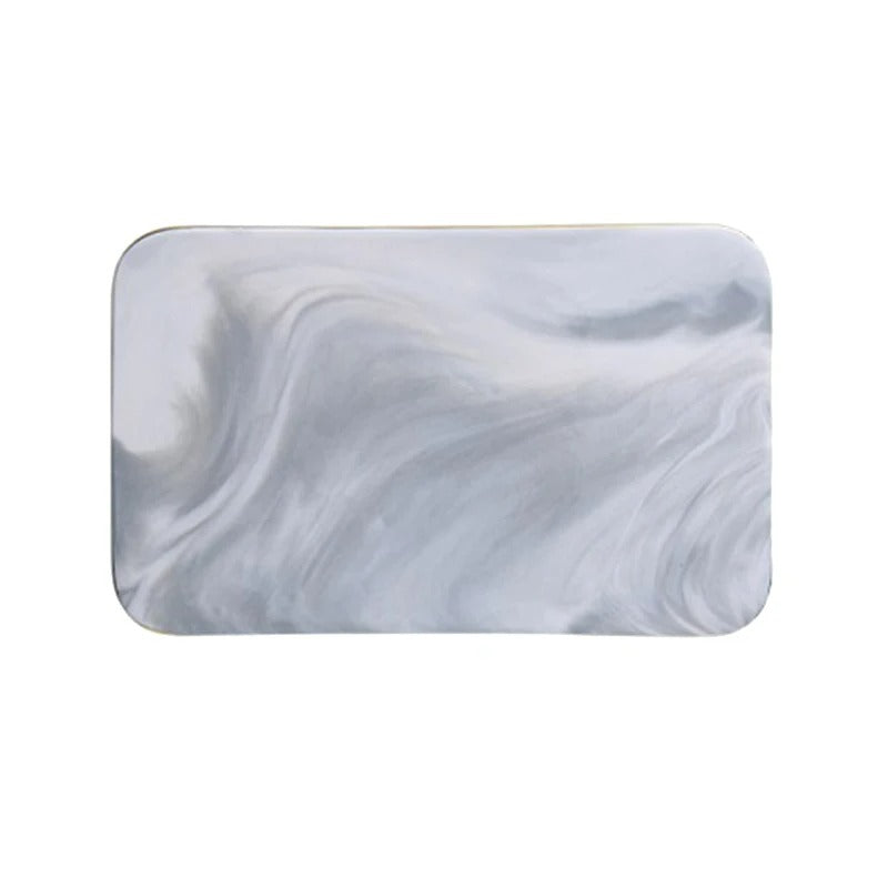 Elegant marble cutting board with polished finish, ideal for gourmet cooking and kitchen elegance, rectangular 10x16 inches.