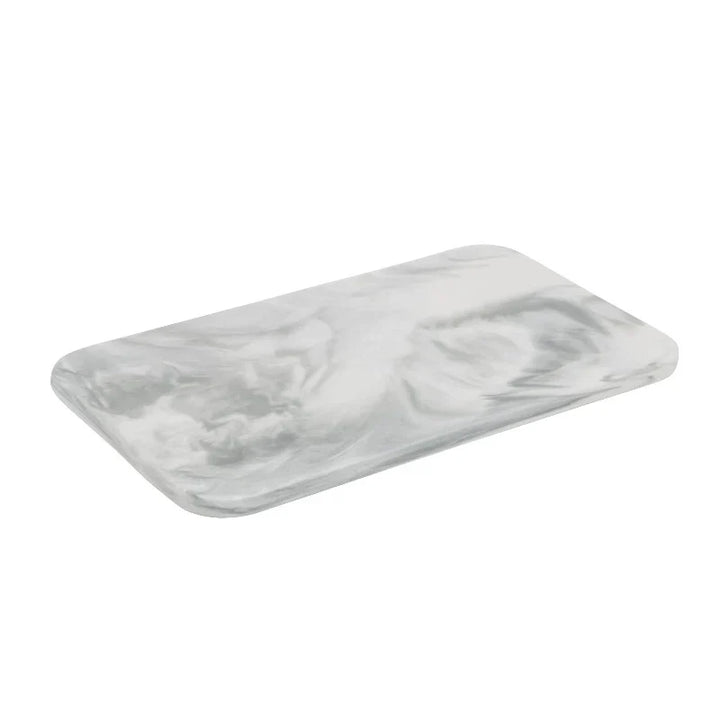 Elegant marble cutting board with polished finish, ideal for gourmet cooking and kitchen elegance, rectangular 10x16 inches.