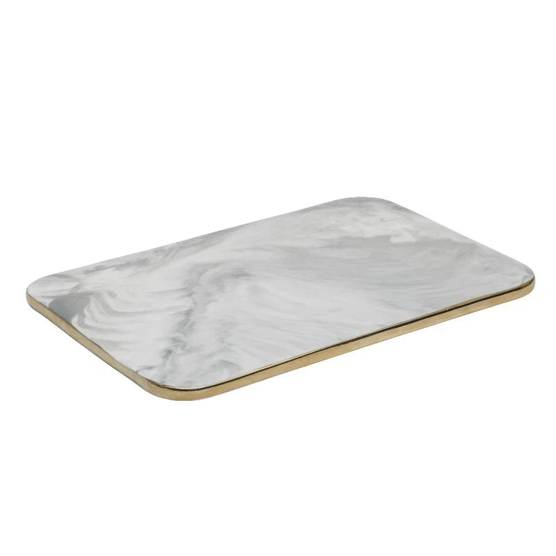 Elegant marble cutting board with polished finish, ideal for gourmet cooking and kitchen elegance, rectangular 10x16 inches.