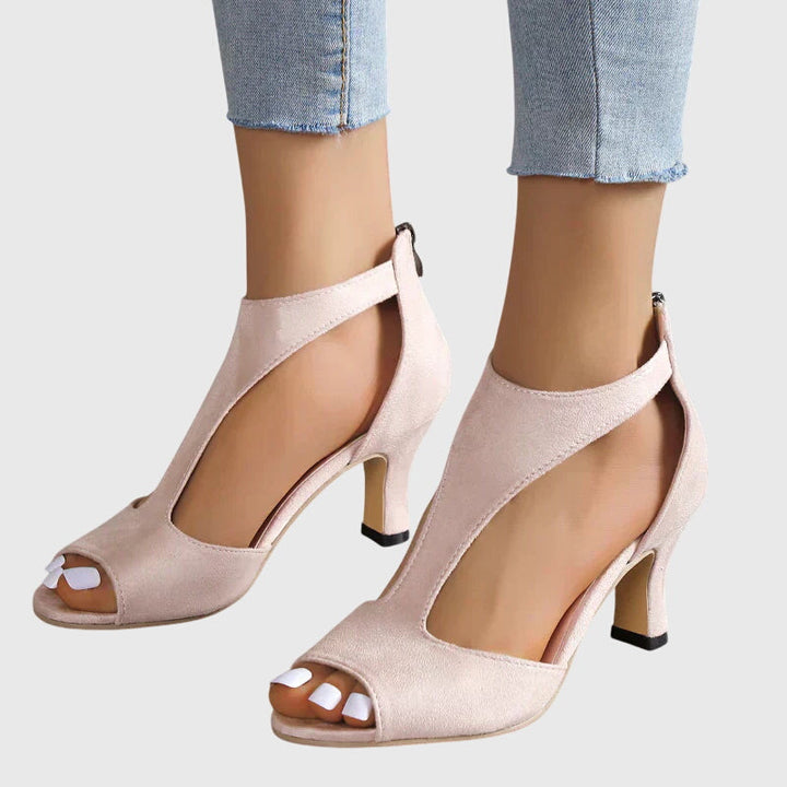 Women's sleek open-toe stiletto heels with delicate straps, suitable for elegant events