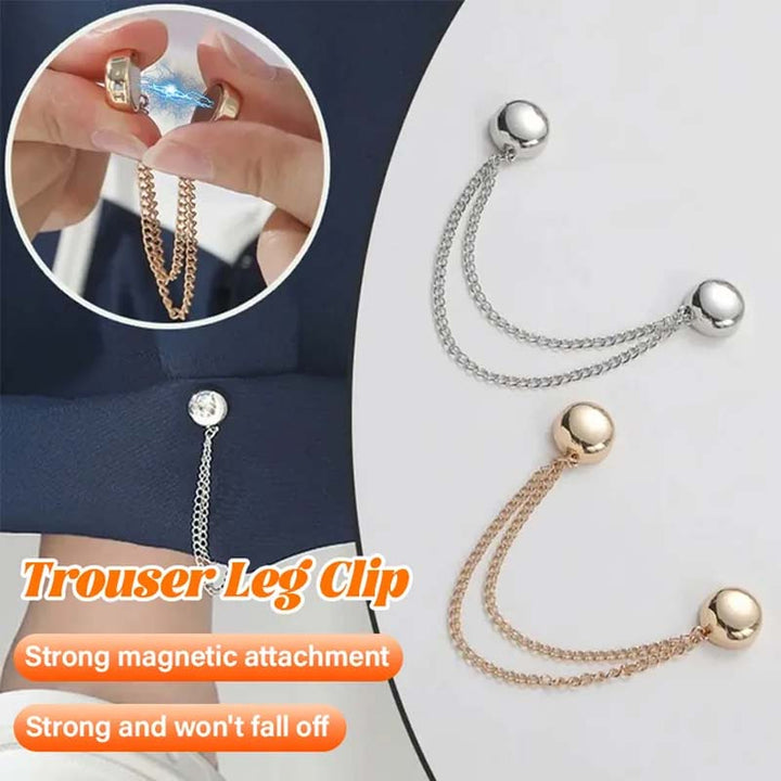 Two women's magnetic clothing clips on a white background, highlighting their sleek design and strong magnetic hold.