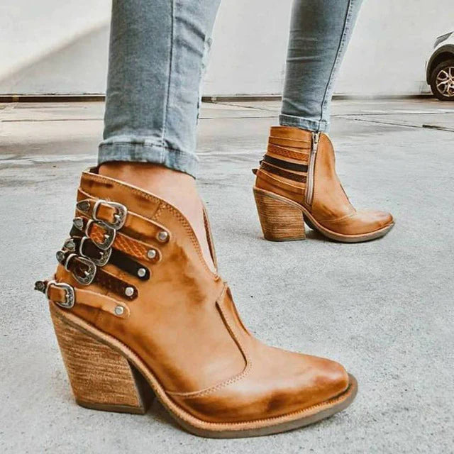 Stylish women's ankle boots with a heel, great for fall & winter fashion, offering comfort & elegance.