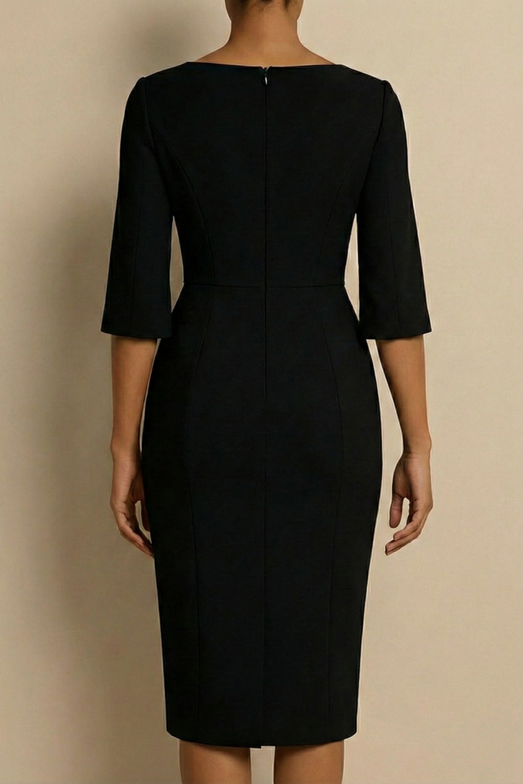 Sophisticated women's bodycon evening gown with elegant pearl split sleeves for formal occasions.