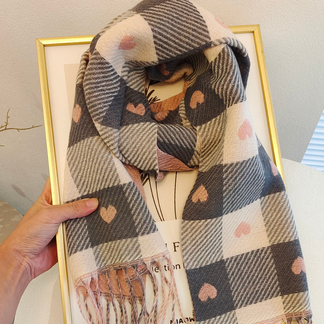 Soft polyester women's checkered scarf. Ideal warm autumn & winter fashion accessory.