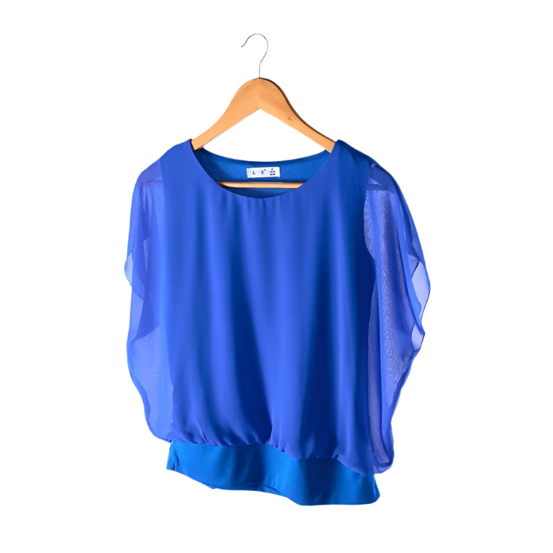Versatile women's ruffled sleeve blouse, ideal for office wear or elegant casual fashion.