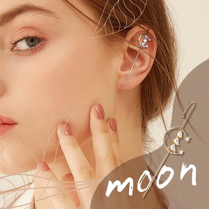 Women's fashion jewelry: hypoallergenic ear wrap crawler earring with stunning rhinestone sparkle. Backing view.