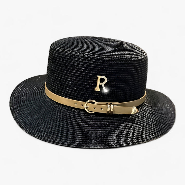 Fashionable women's elegant flat crown summer hat, a versatile accessory for any outfit.