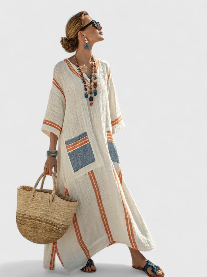 Versatile women's flowing maxi dress, suitable for both casual elegance and formal occasions.