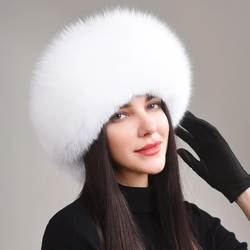 Sophisticated women's fox fur winter hat, a premium warm hat and fashion accessory