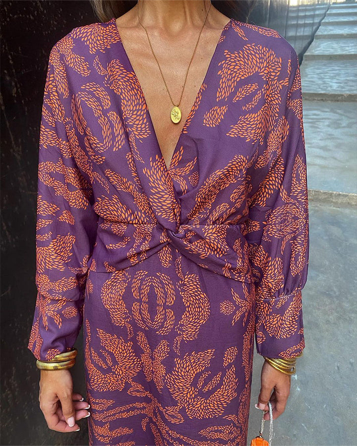 Elegant women's maxi dress with a flattering fit and chic knot, perfect for formal evenings.