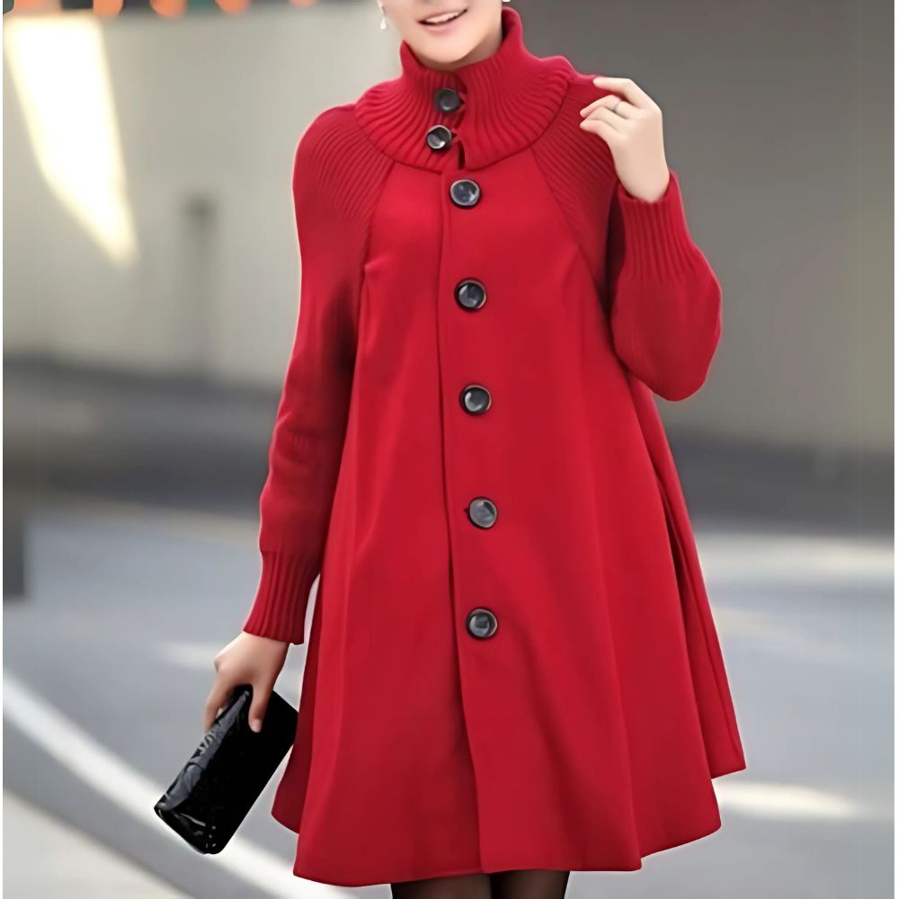 Stylish women's long button coat. Versatile fall jacket & comfortable winter outerwear for an elegant look.