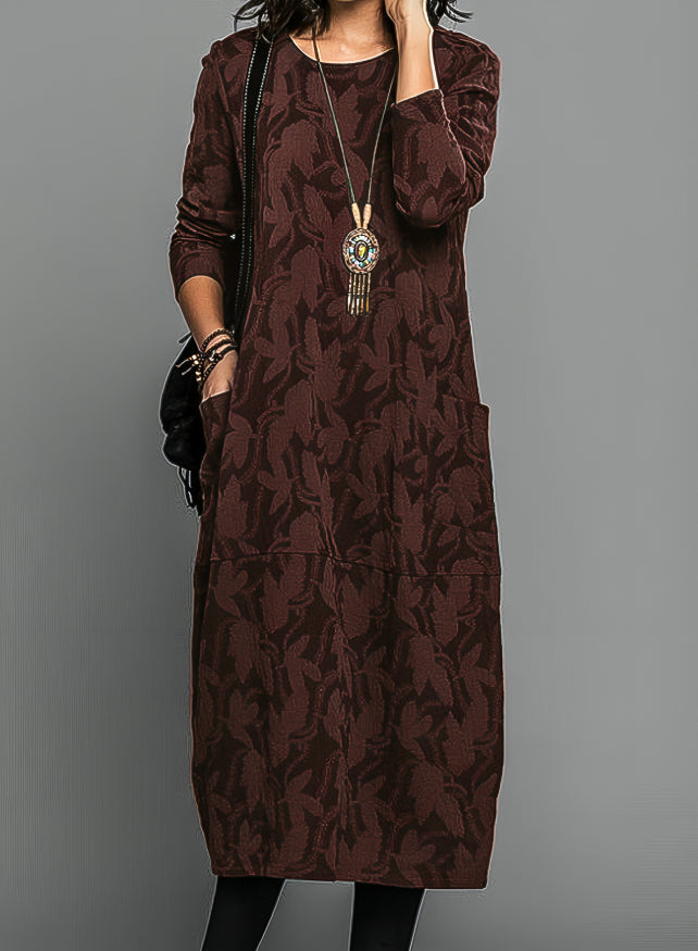 Chic women's wedding guest midi dress, flattering silhouette, ideal for formal events & evening wear.