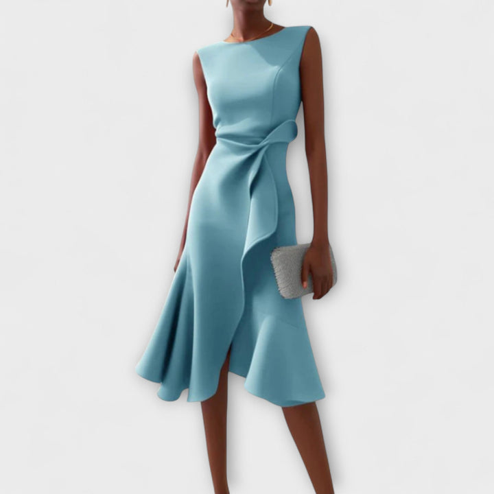 Sleeveless women's midi dress, an elegant choice for evening events & formal gatherings.