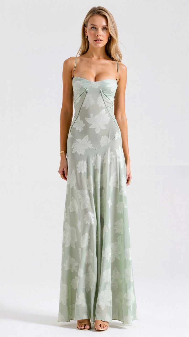 Flattering women's formal slip maxi dress, designed for elegance at weddings
