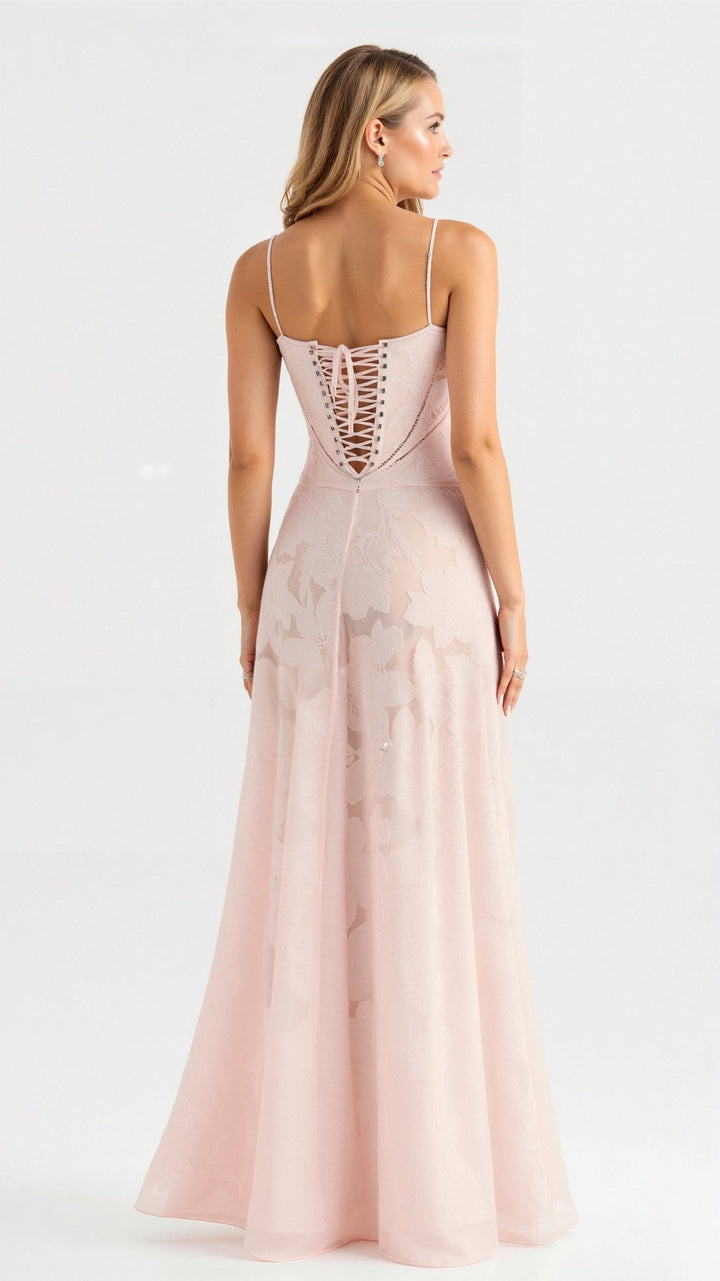 Maxi length bustier dress in a formal style for women, perfect for special occasion or wedding