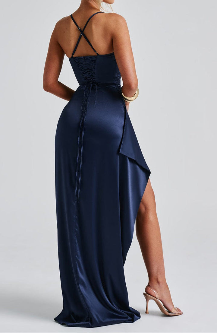 Chic women's formal slit dress. Comfortable and flattering for evening parties, special occasions & cocktail events.
