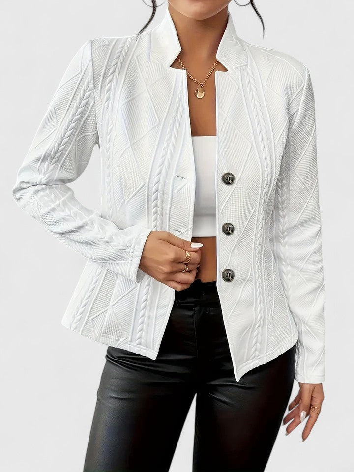 Elegant women's structured jacket, perfect for polished office wear & sophisticated occasions.