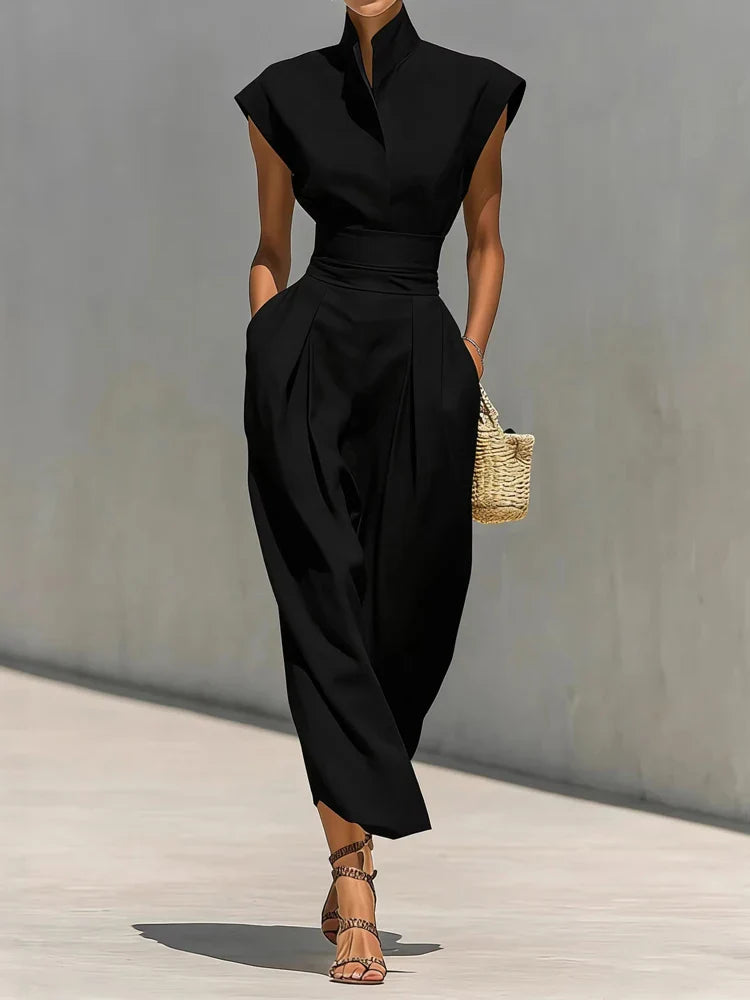 Sophisticated women's midi dress with a flattering fit & structured design, ideal for cocktail parties & events.
