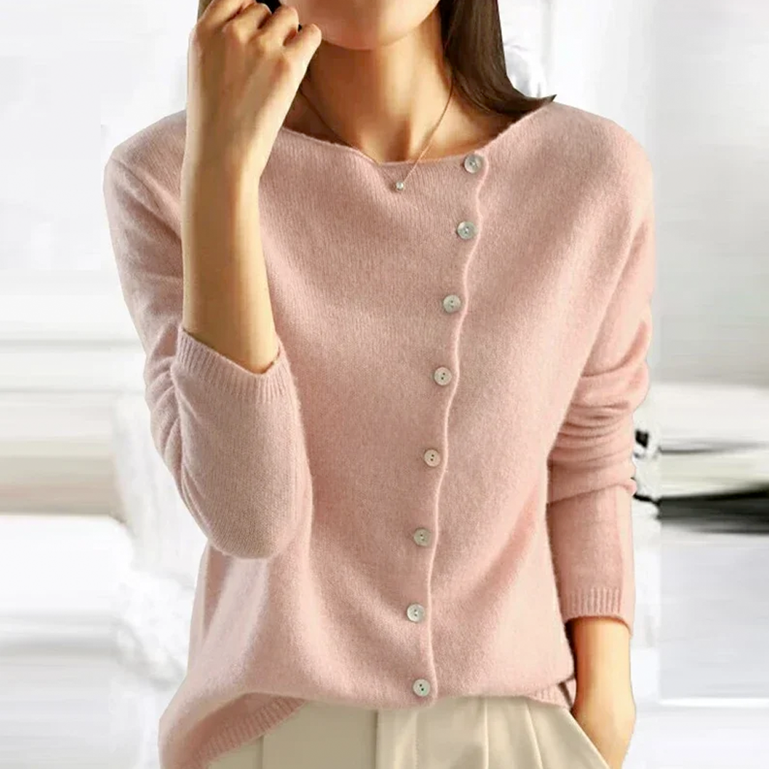Stylish V-neck button sweater for women, perfect for casual or elegant occasions, comfortable knit