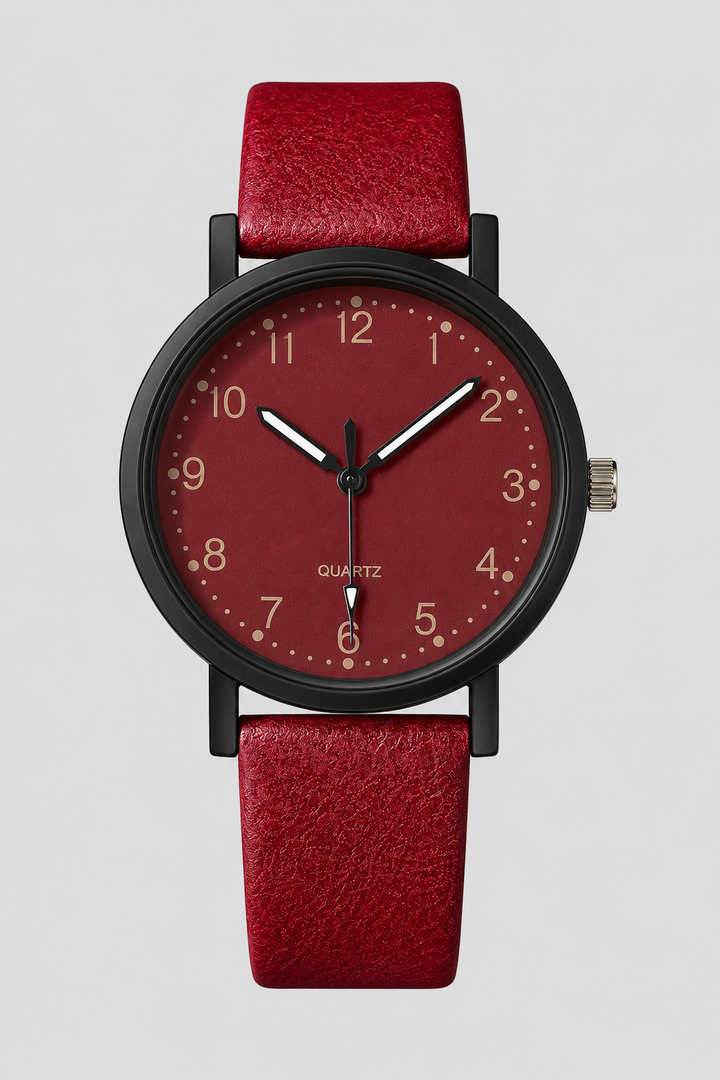 Classic women's vintage watch with a clear elegant dial and chic leather strap. A timeless gift for her.