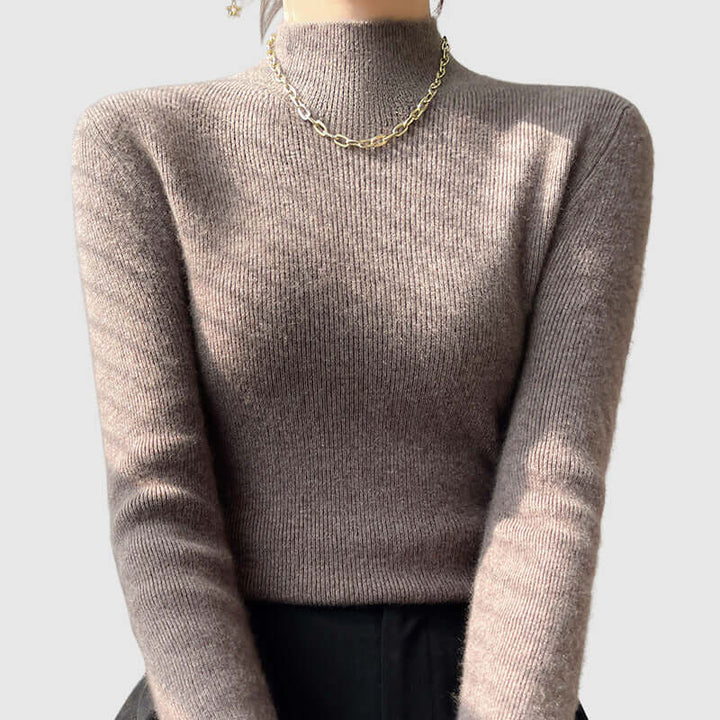 Women's Knitted Mock Turtleneck Jumper