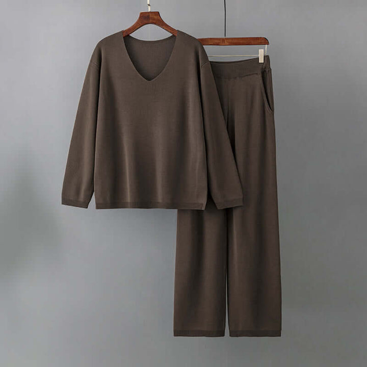 Women's Knitted 2-Piece Sweater and Pants Set